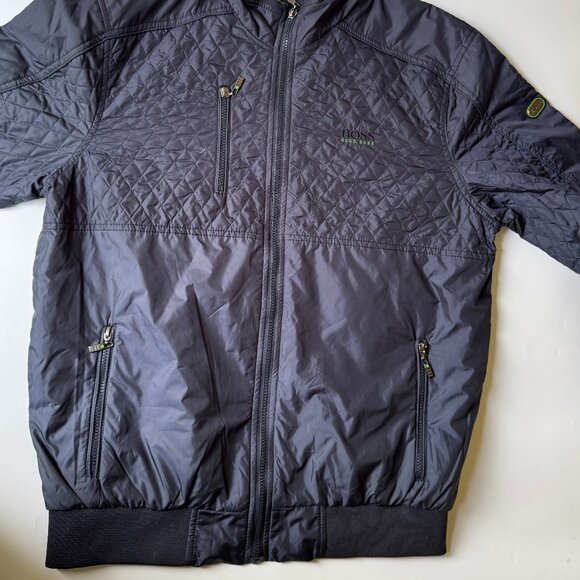 BOSS Men’s Lightweight Quilted Bomber Jacket Coat Sz XL – Navy Blue - Picture 4 of 12